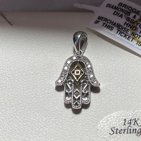 Macy's Sterling Silver and 14K Hamsa Necklace - Picture 2 of 7